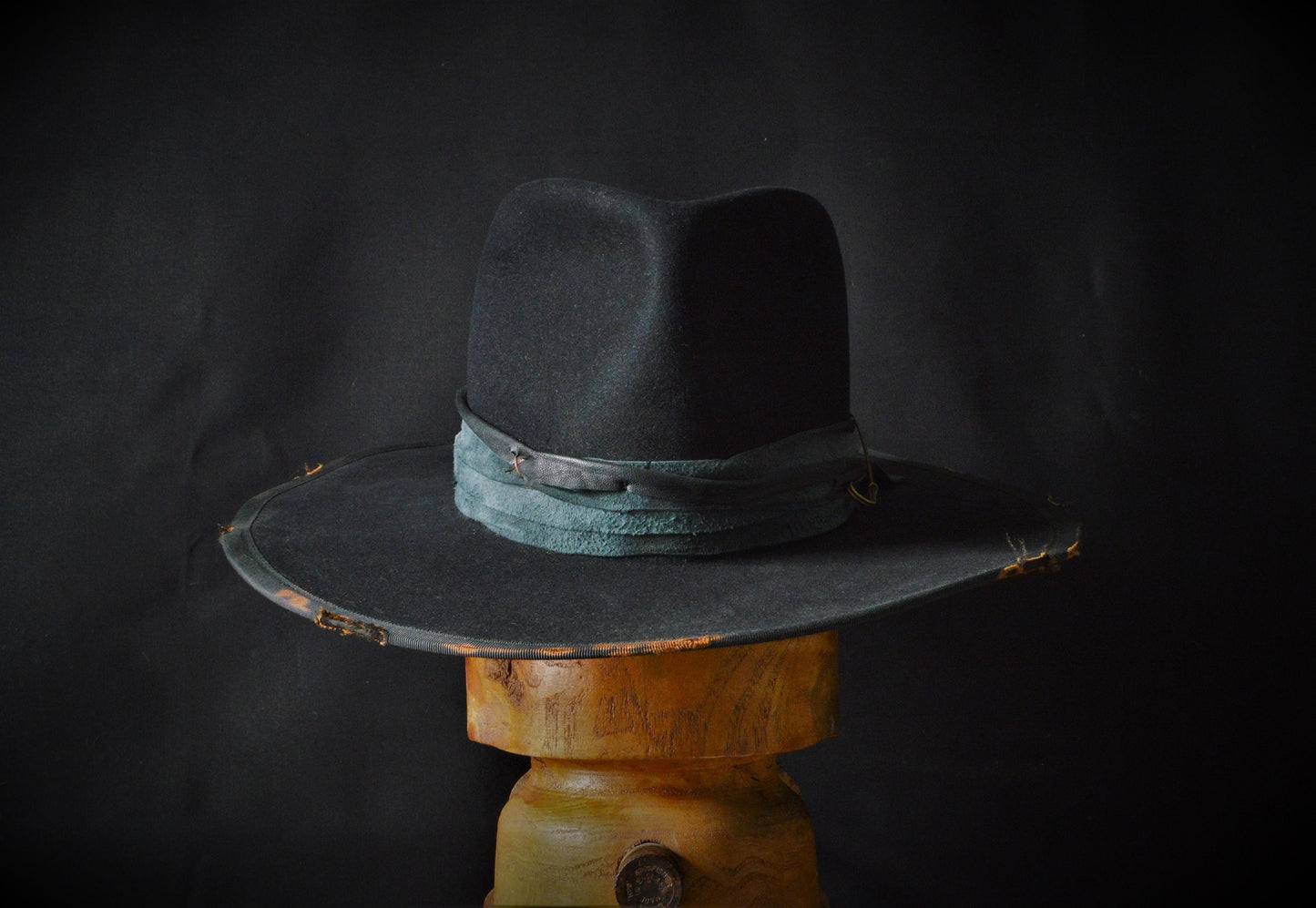The Conspirator - Extra wide brim distressed fur felt fedora hat.