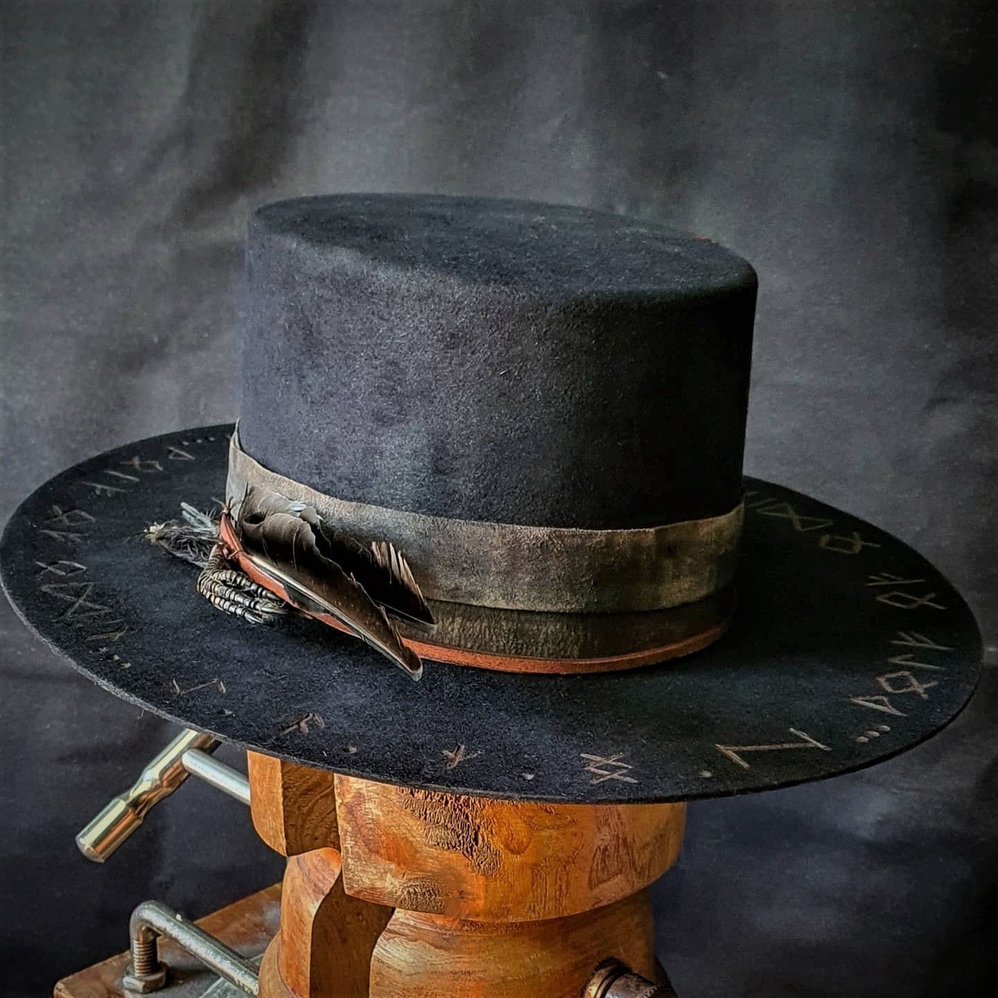 Viking, Norse, Rune distressed hat, hand made to order. 'Wolf Of Odin'