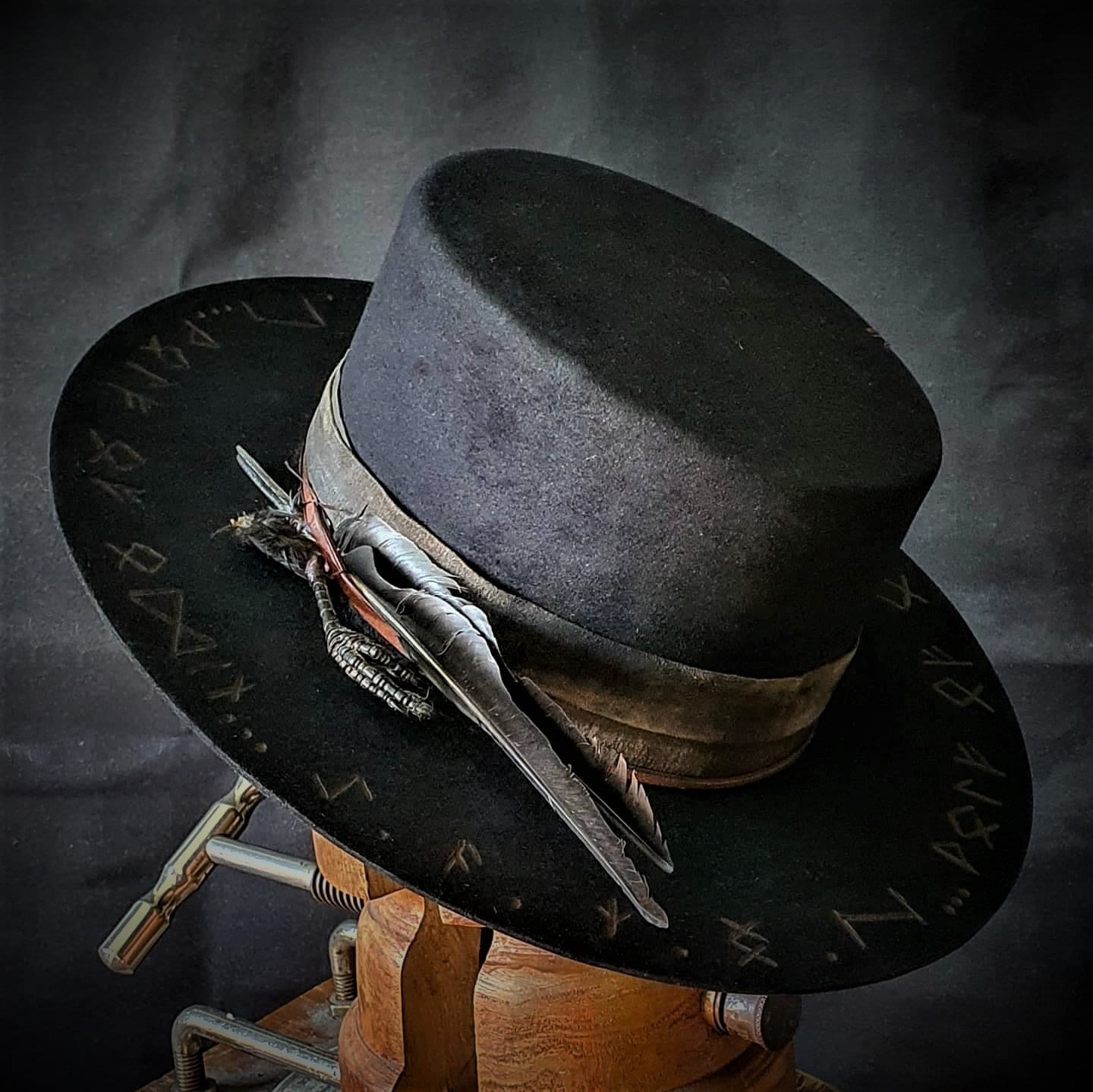 Viking, Norse, Rune distressed hat, hand made to order. 'Wolf Of Odin'